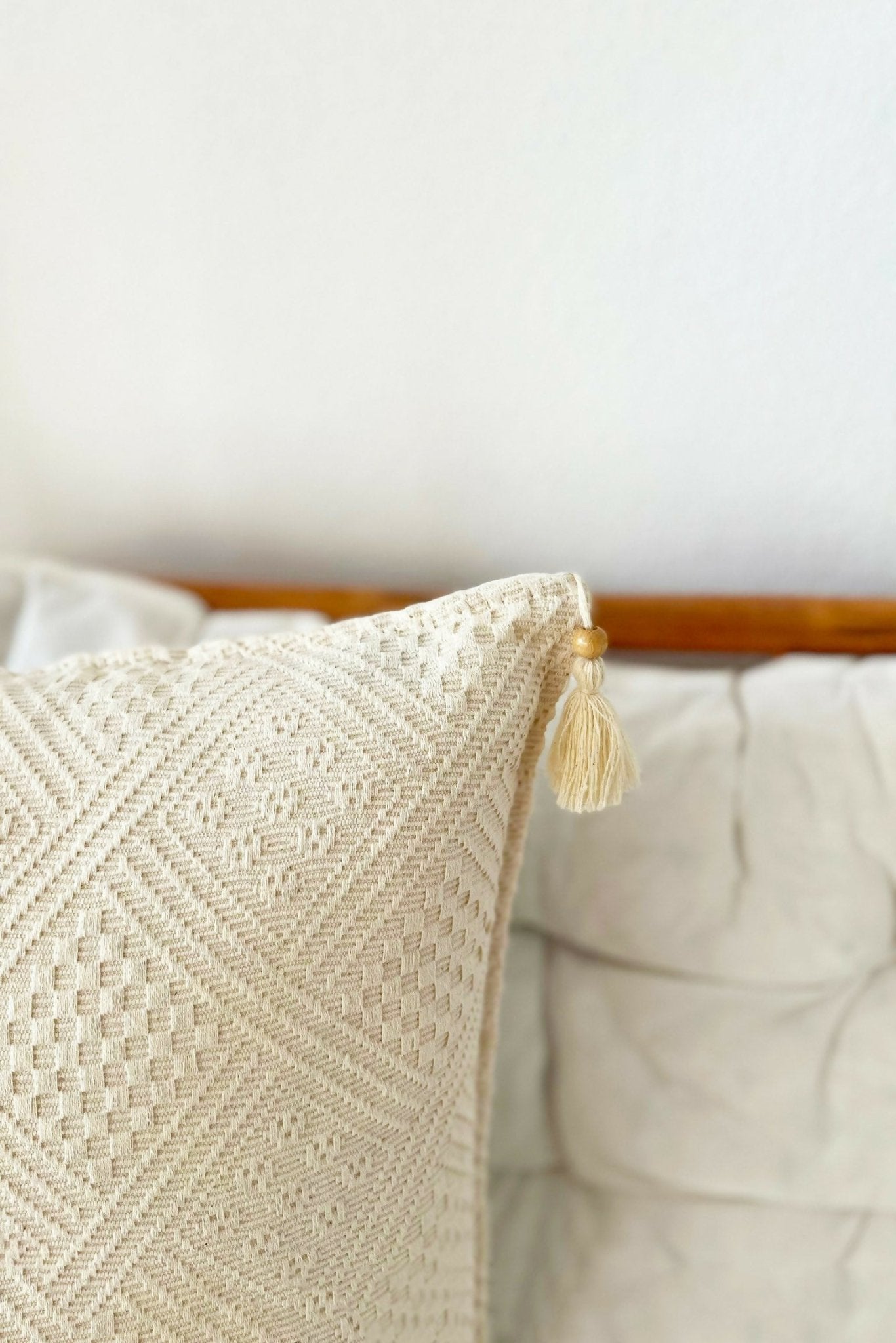 Handmade Throw Pillow Cover,Natural and Authentic Organic Buldan Cotton ,Tasseled Cushion Cover 4-Piece Set - Wear Sierra