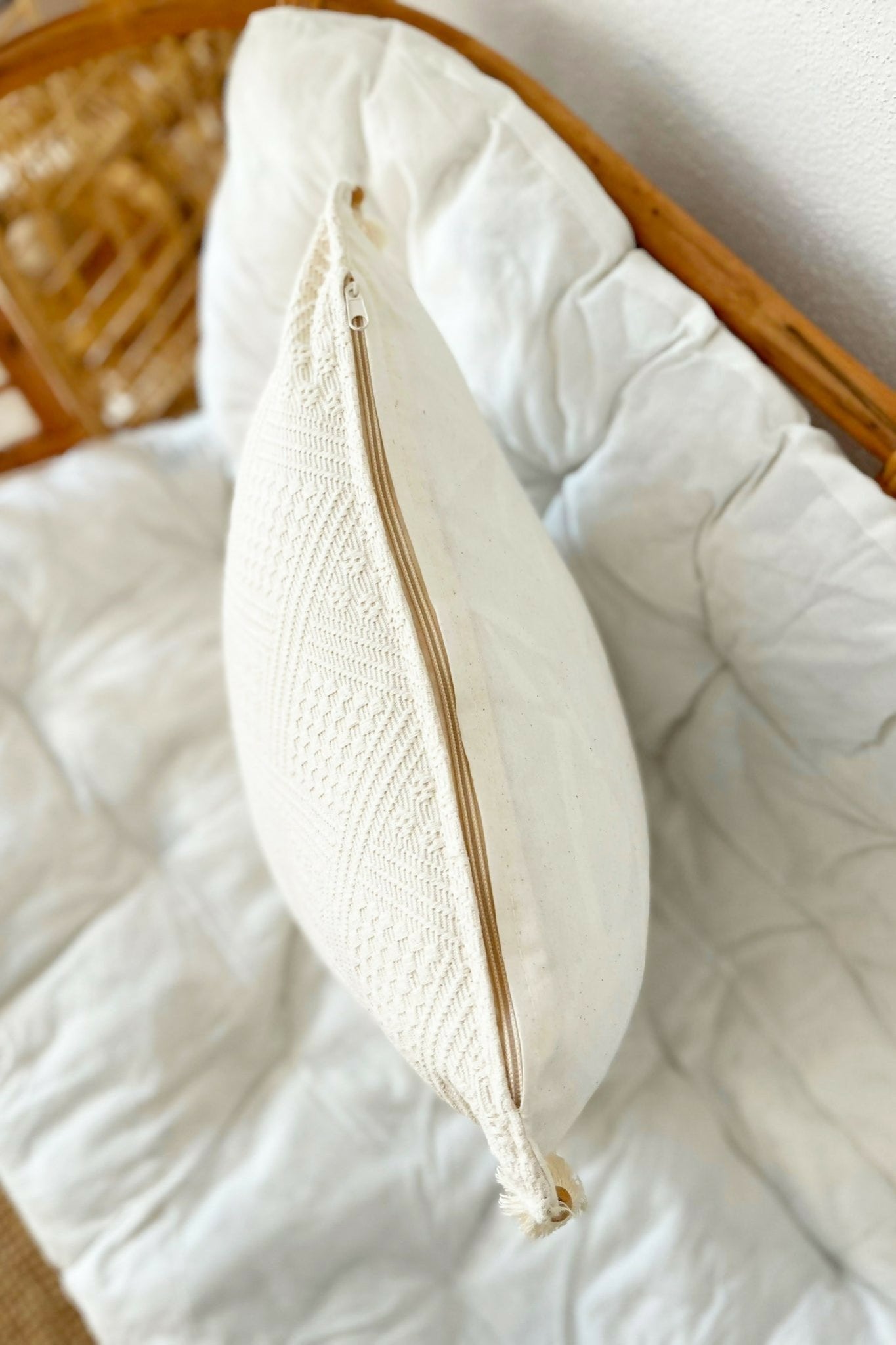 Handmade Throw Pillow Cover,Natural and Authentic Organic Buldan Cotton ,Tasseled Cushion Cover 4-Piece Set - Wear Sierra