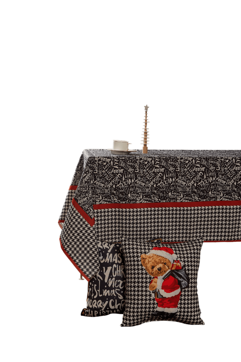 Happy New Year Merry Christmas Black & Red Tablecloth - Wear Sierra