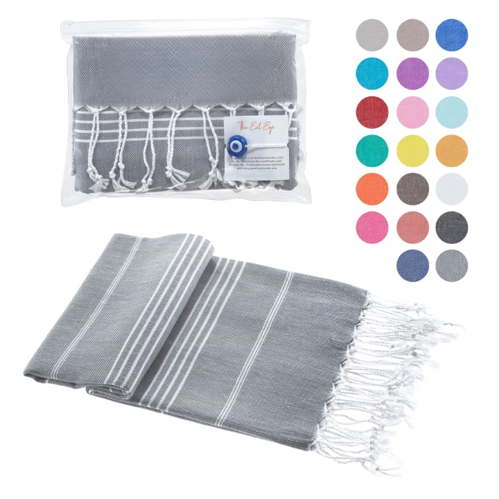 Turkish Cotton Beach Towel, Prewashed, Soft, Absorbent, Quick Dry, Oversized Bath Towels for Bathroom, Pool, Travel, Picnics, Size 39x71