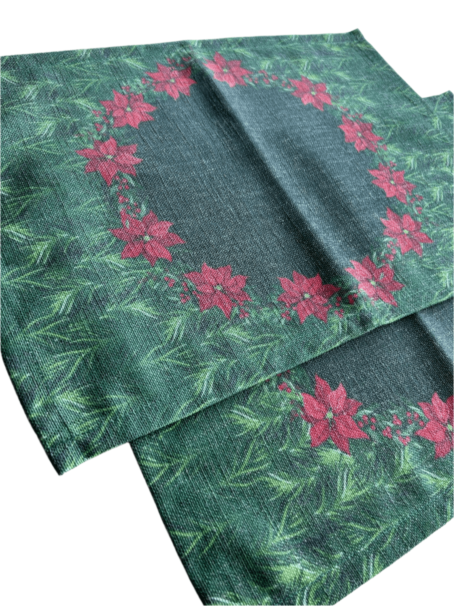 Holiday Themed Placemats, Poinsettia Flower Pattern Set of 2 - Wear Sierra