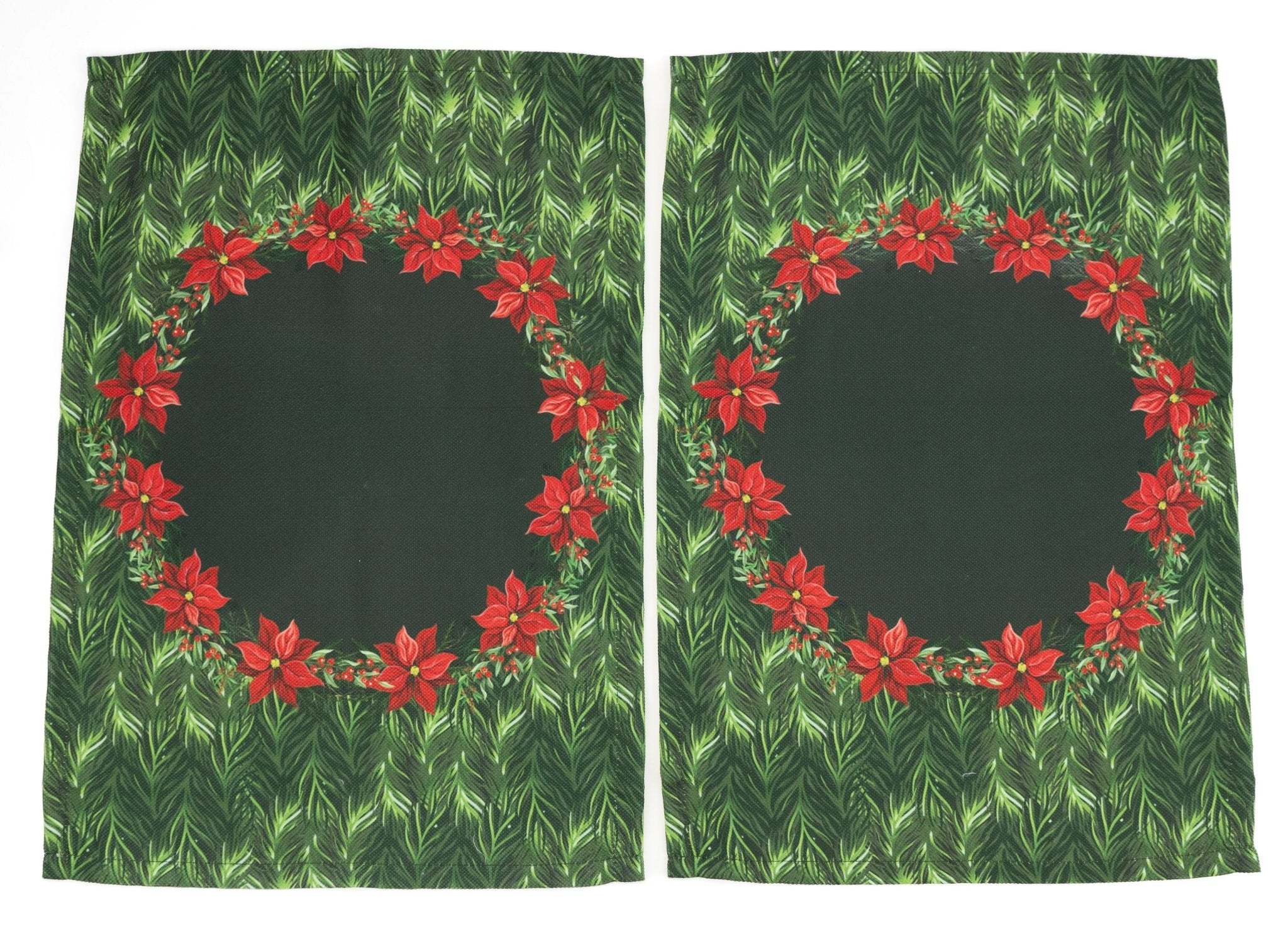 Holiday Themed Placemats, Poinsettia Flower Pattern Set of 2 - Wear Sierra