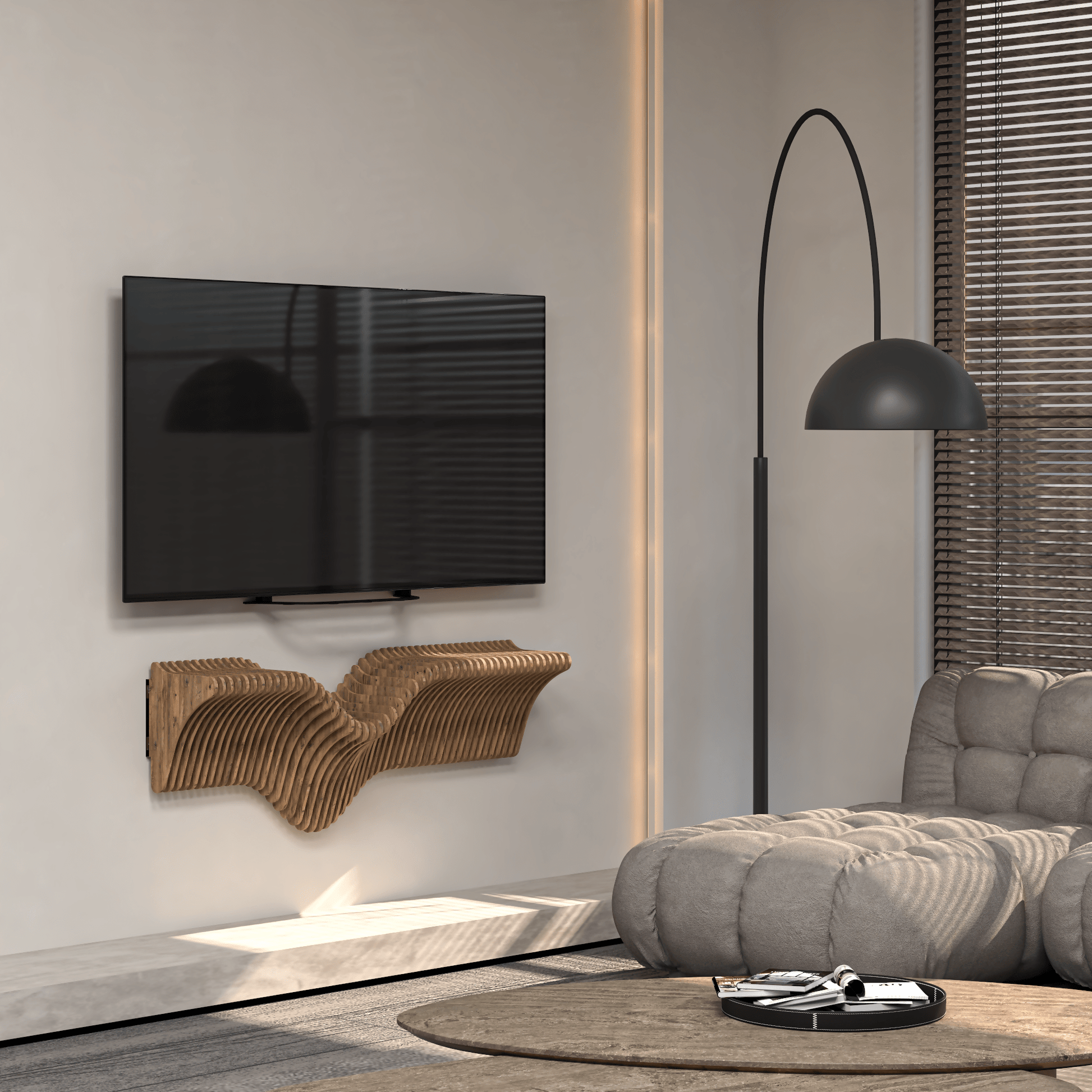 Home Decor Floating Wall Shelf Unit Room Shelf - Geometric Shelf for Home or Office 40" Shelf - Wear Sierra