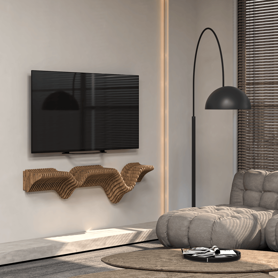 Home Decor Floating Wall Shelf Unit Room Shelf - Geometric Shelf for Home or Office 40" Shelf - Wear Sierra