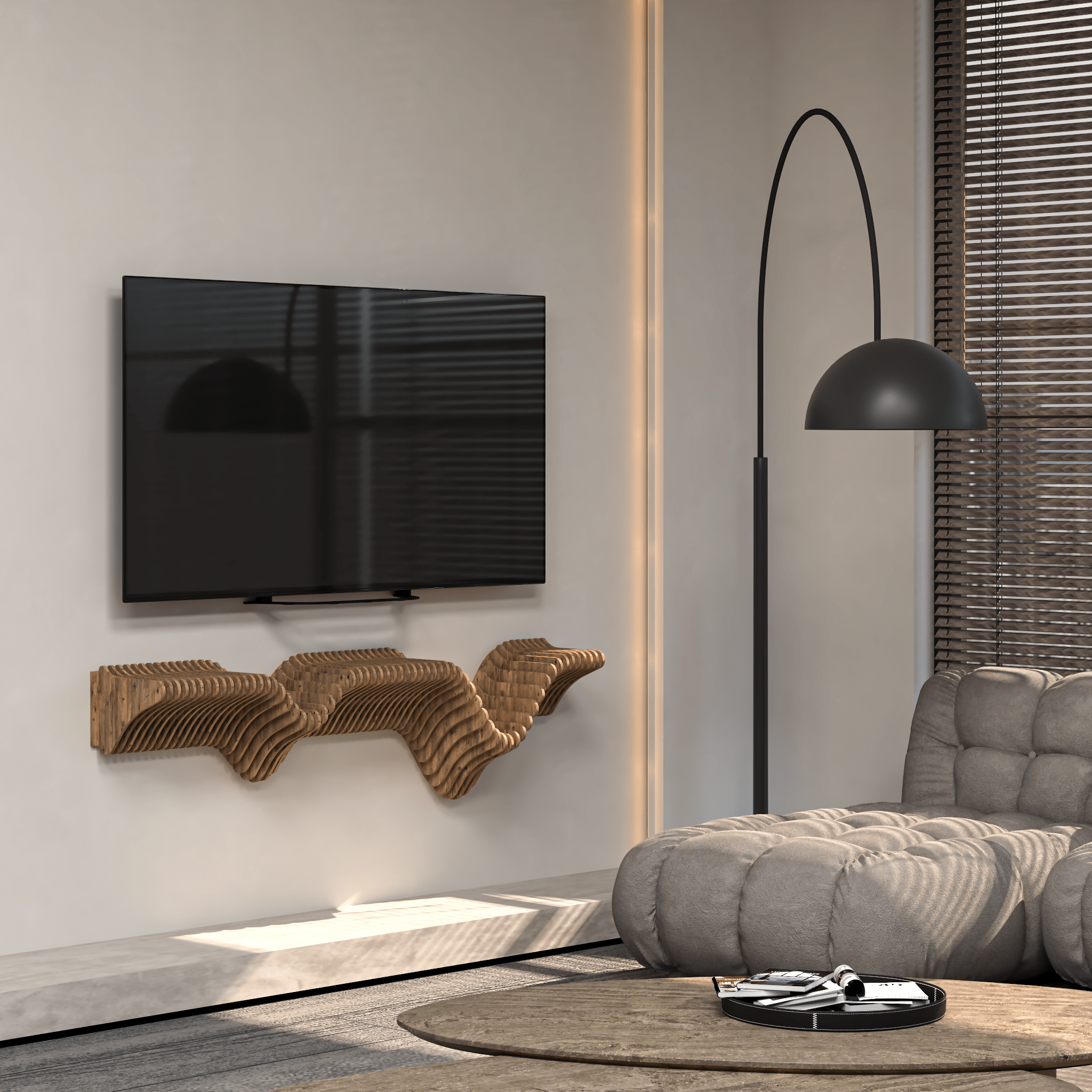 Home Decor Floating Wall Shelf Unit Room Shelf - Geometric Shelf for Home or Office 40" Shelf - Wear Sierra