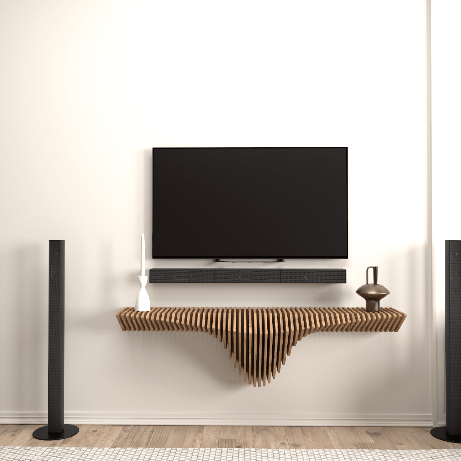 Home Decor Floating Wall Shelf Unit Room Shelf - Geometric Shelf for Home or Office 50" Shelf - Wear Sierra
