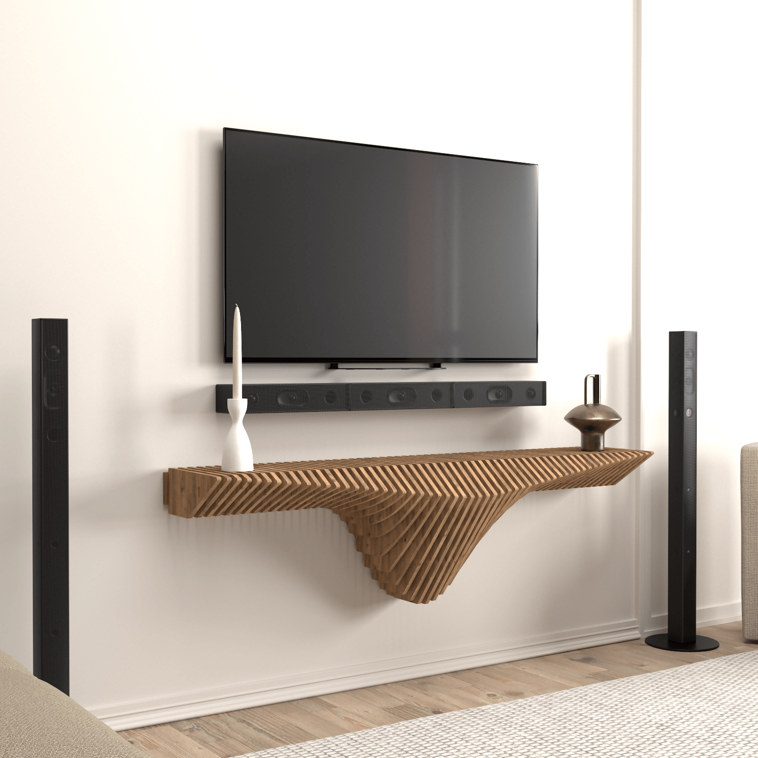 Home Decor Floating Wall Shelf Unit Room Shelf - Geometric Shelf for Home or Office 50" Shelf - Wear Sierra
