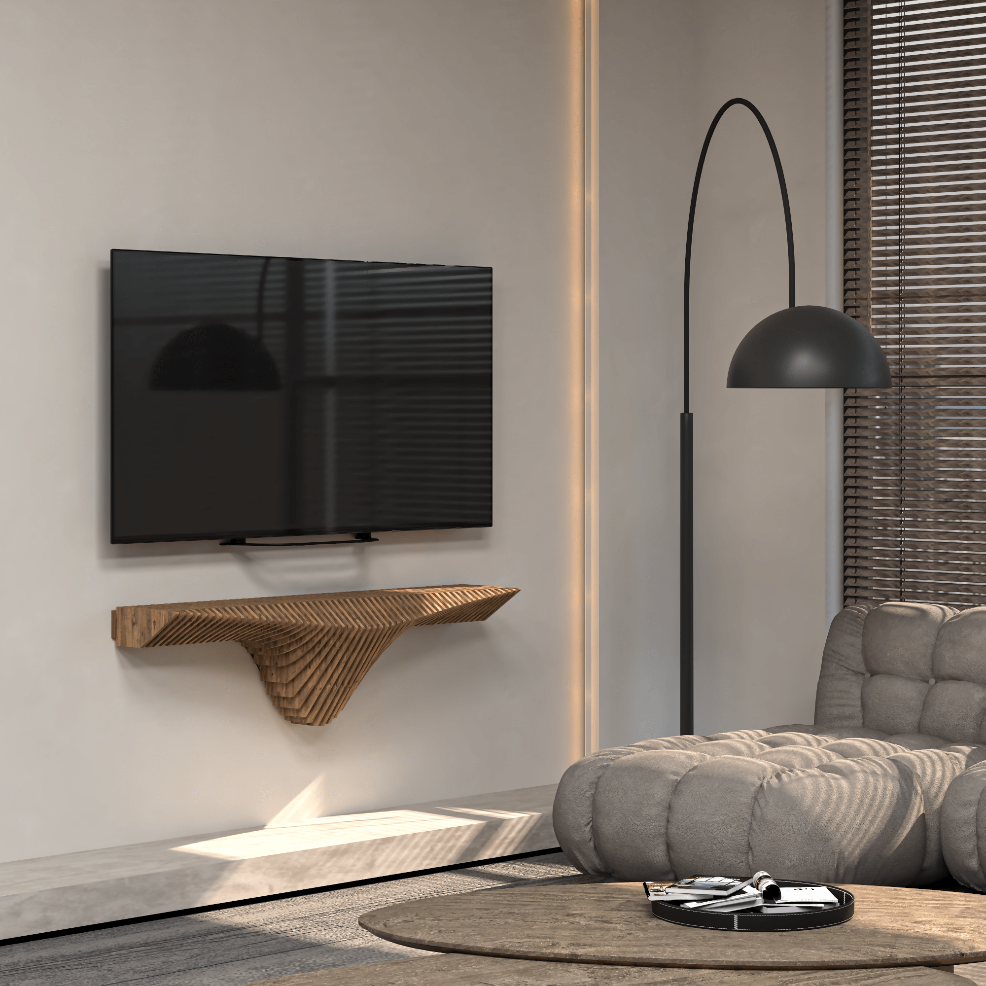 Home Decor Floating Wall Shelf Unit Room Shelf - Geometric Shelf for Home or Office 50" Shelf - Wear Sierra