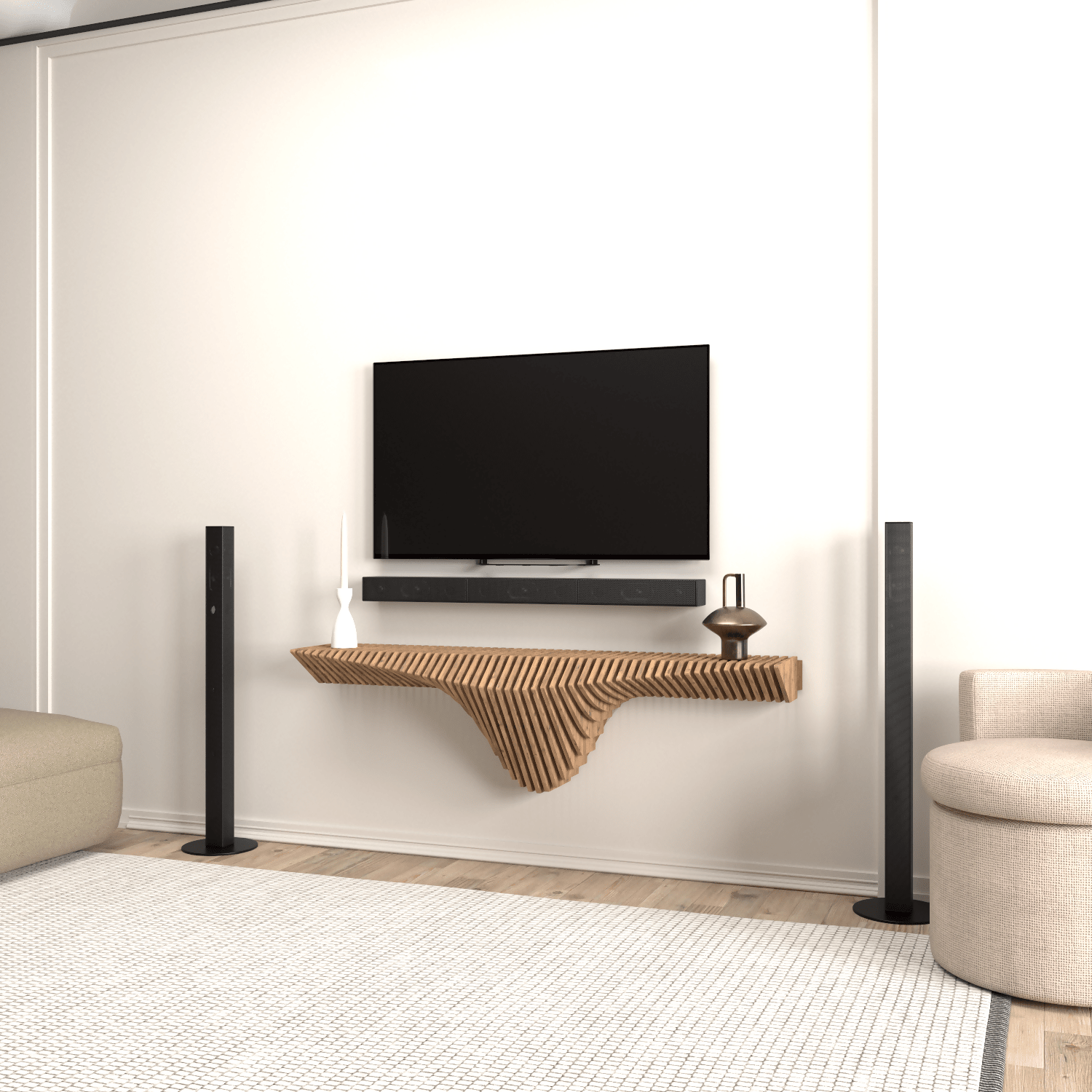 Home Decor Floating Wall Shelf Unit Room Shelf - Geometric Shelf for Home or Office 50" Shelf - Wear Sierra