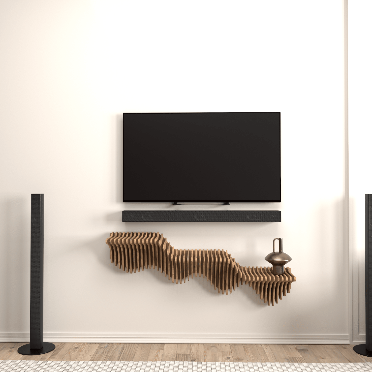 Home Decor Floating Wall Shelf Unit Room Shelf - Geometric Shelf for Home or Office Wave Style 40" Shelf - Wear Sierra