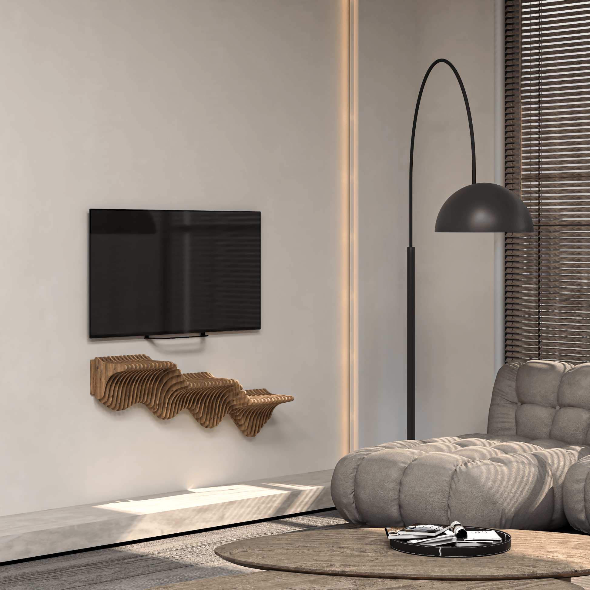 Home Decor Floating Wall Shelf Unit Room Shelf - Geometric Shelf for Home or Office Wave Style 40" Shelf - Wear Sierra