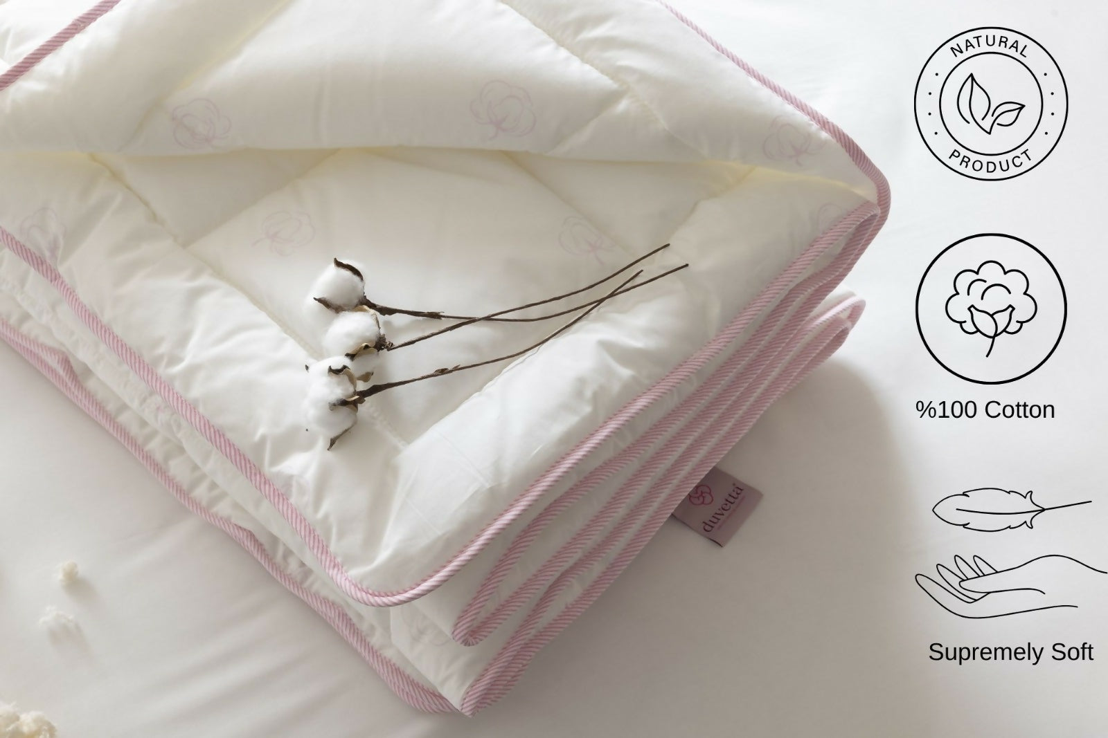 Duvetta 100% Cotton Comforter with Cotton Fabric Cover Premium Quality Cotton -All Season Useable- Duvet-Medium Weight Quilt (King U.S. Standard)