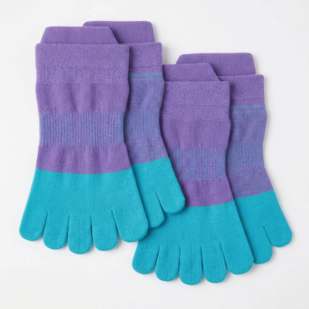 Purple and turquoise Blue toe socks, two-pair pack