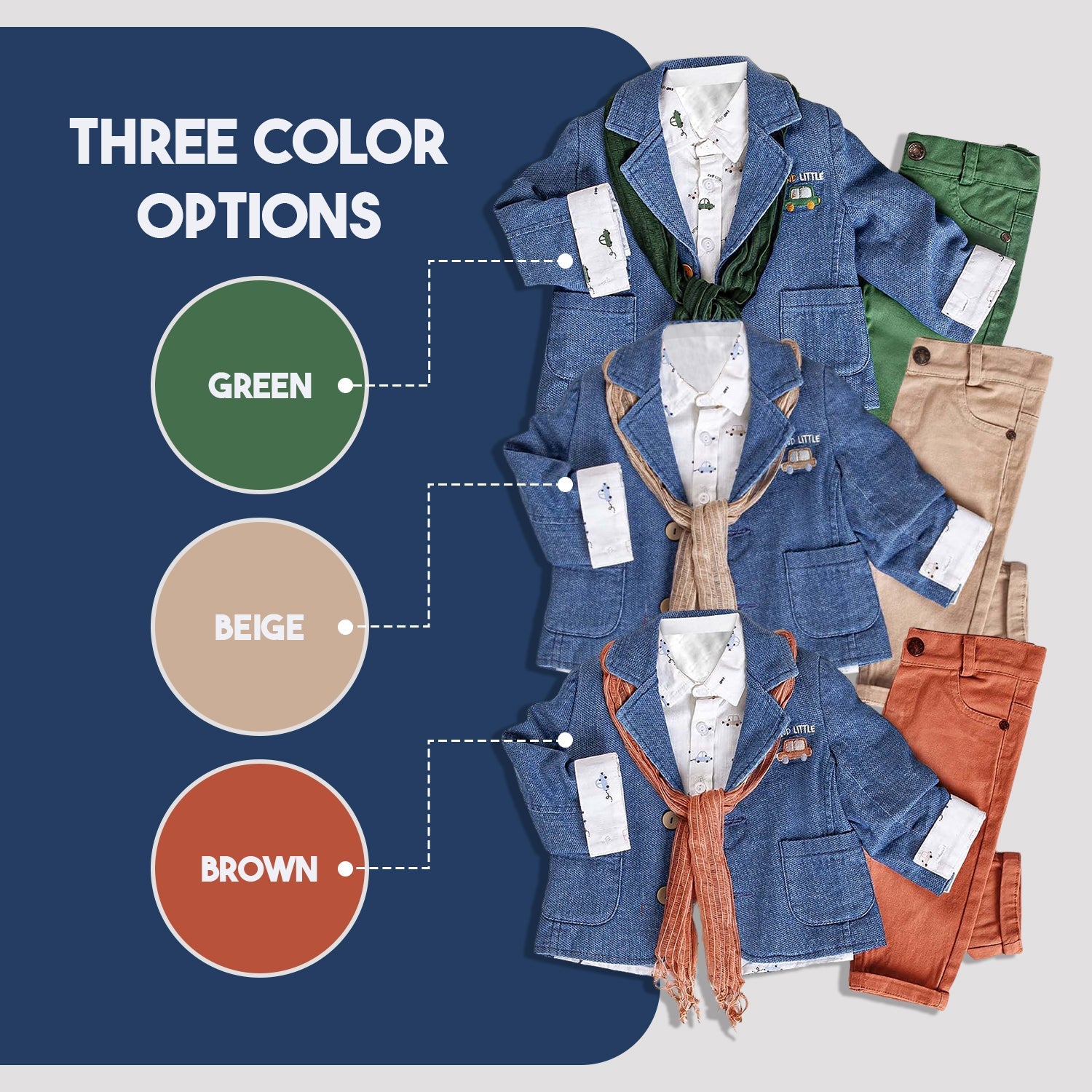 Infant and Toddler Boys' Adorable Blue Jean Jacket, Button-Up Shirt and Pants 3-Piece Set - Wear Sierra