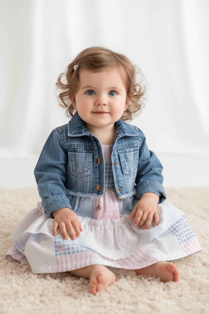 Infant and Toddler Girl's Sundress and Crop Jean Jacket 2-Piece Adorable Outfit - Wear Sierra