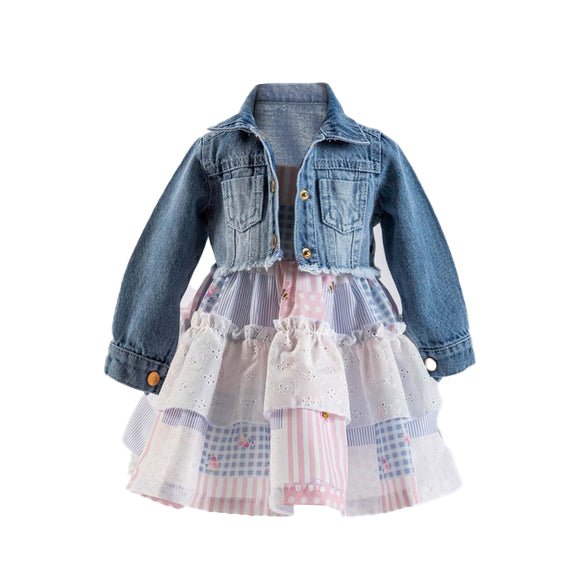 Infant and Toddler Girl's Sundress and Crop Jean Jacket 2-Piece Adorable Outfit - Wear Sierra