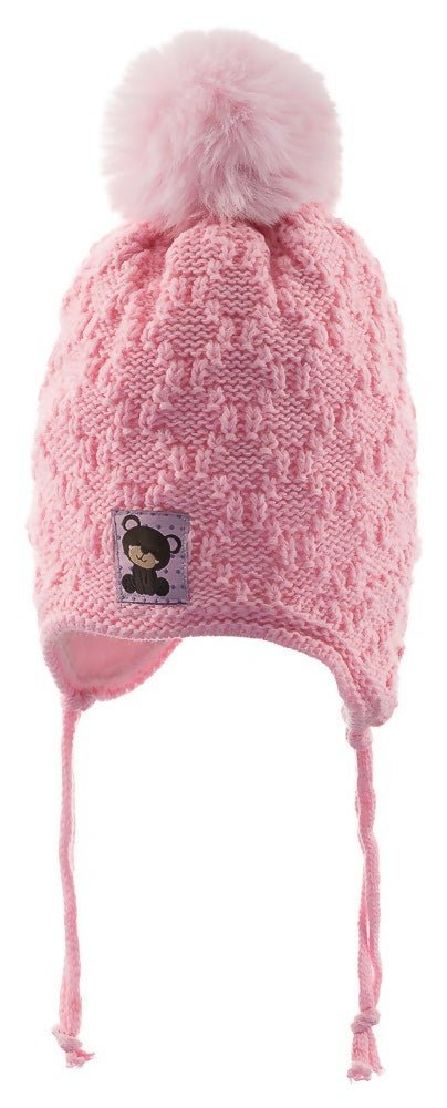 Infant Knitted Winter Beanie with Furry Lined Earflaps For Girls - Wear Sierra
