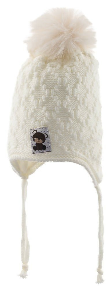 Infant Knitted Winter Beanie with Furry Lined Earflaps For Girls - Wear Sierra