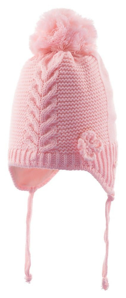 Infant Knitted Winter Beanie with Furry Lined Earflaps For Girls - Wear Sierra