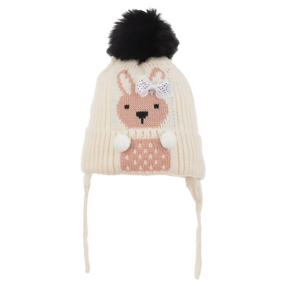 Infant Knitted Winter Beanie with Furry Lined Earflaps For Girls - Wear Sierra