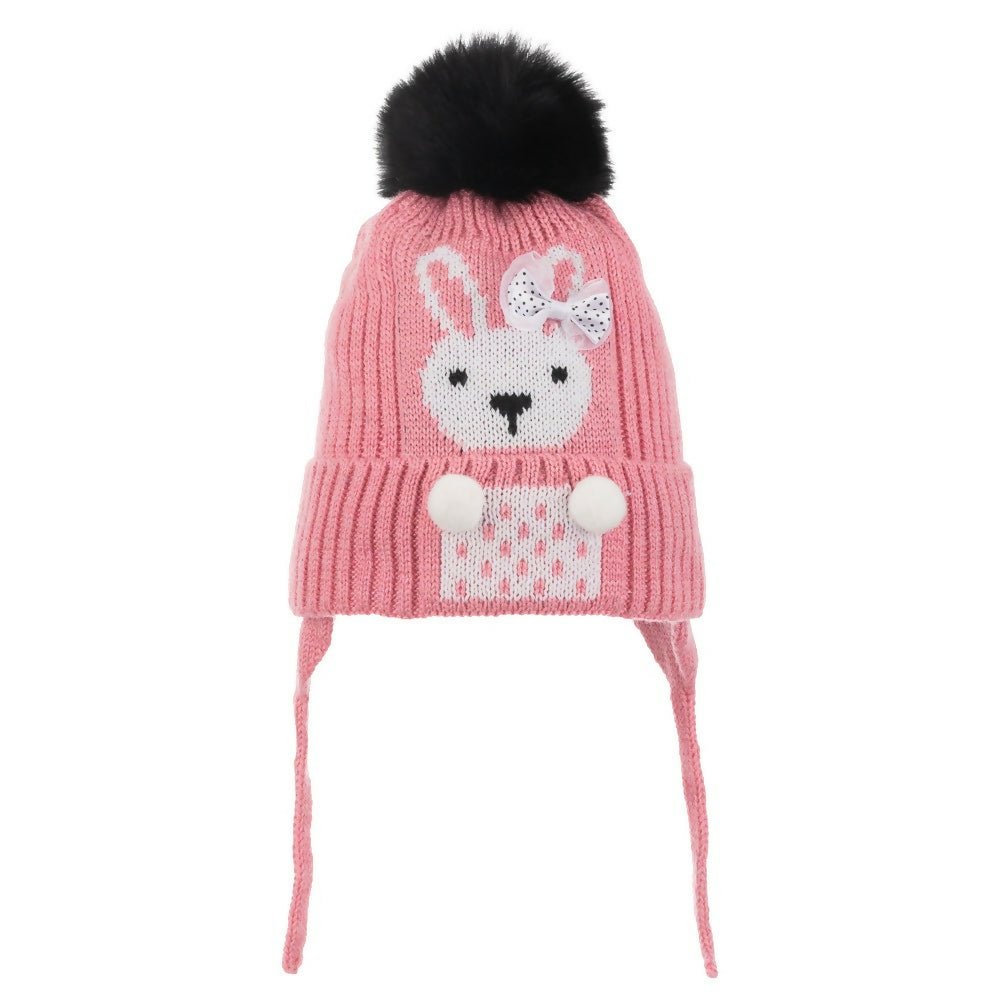 Infant Knitted Winter Beanie with Furry Lined Earflaps For Girls - Wear Sierra