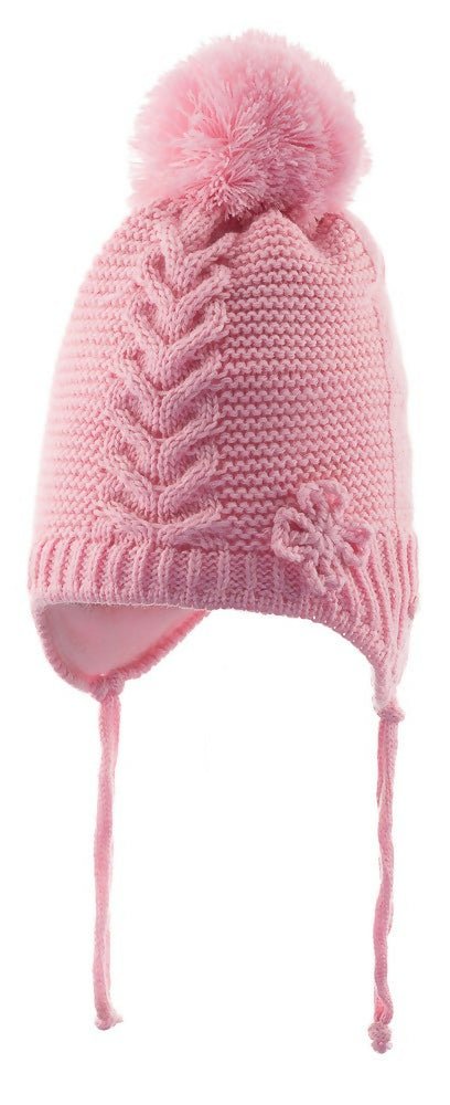 Infant Knitted Winter Beanie with Furry Lined Earflaps For Girls - Wear Sierra