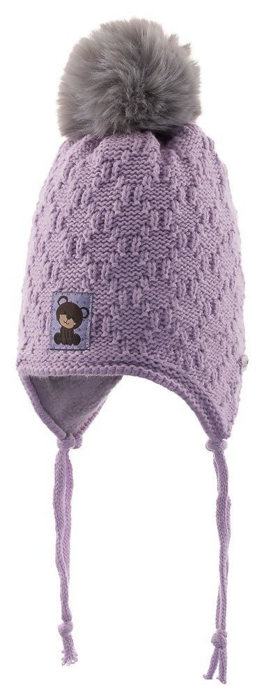 Infant Knitted Winter Beanie with Furry Lined Earflaps For Girls - Wear Sierra