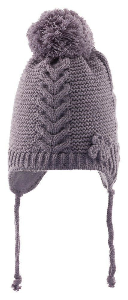 Infant Knitted Winter Beanie with Furry Lined Earflaps For Girls - Wear Sierra