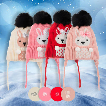 Infant Knitted Winter Beanie with Furry Lined Earflaps For Girls - Wear Sierra
