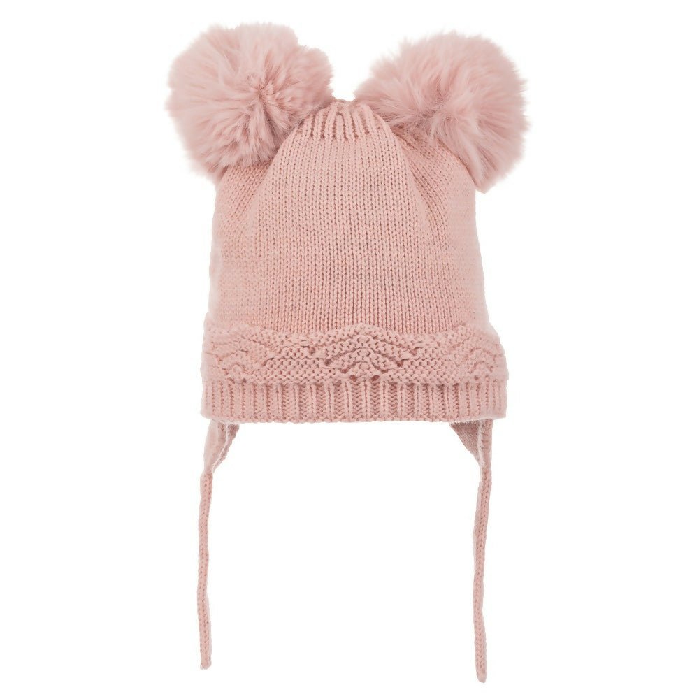 Infant Knitted Winter Beanie with Pompom "Ears" For Girls - Wear Sierra