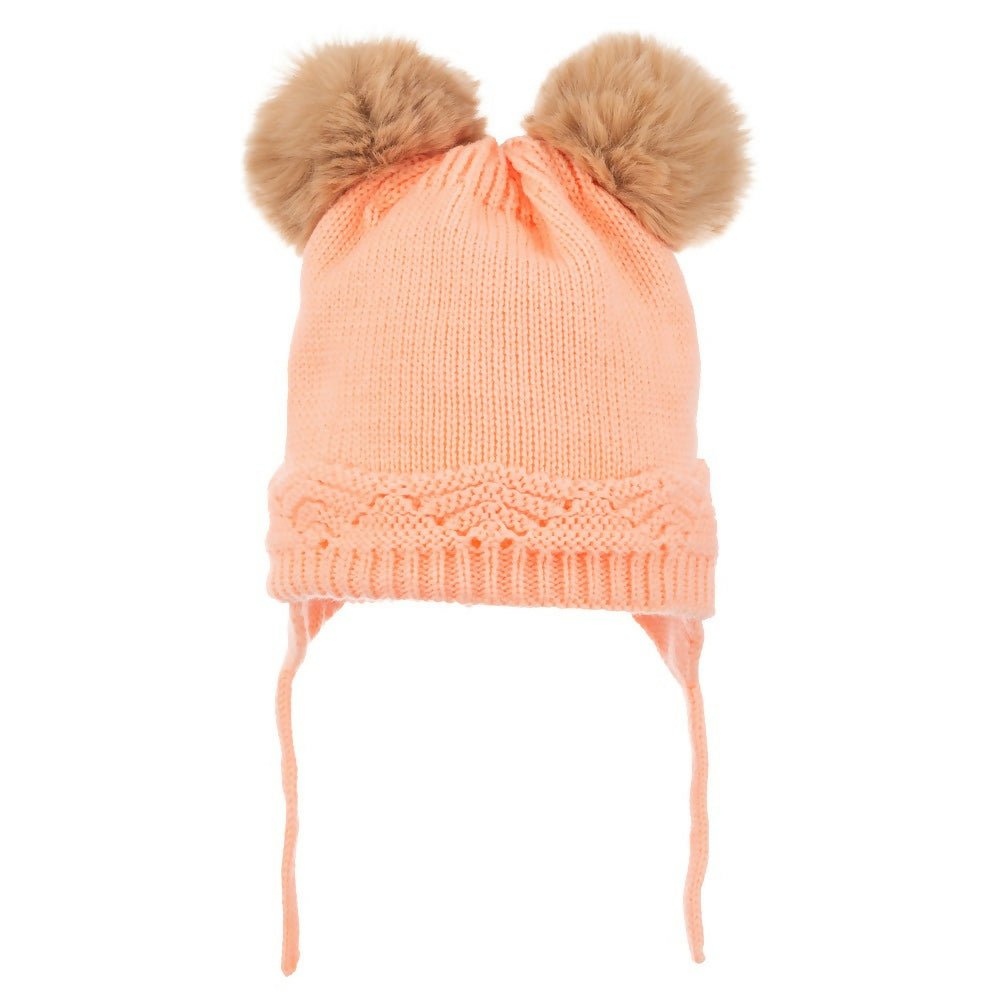 Infant Knitted Winter Beanie with Pompom "Ears" For Girls - Wear Sierra