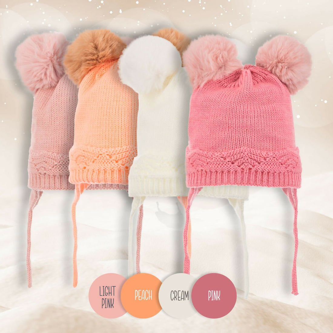 Infant Knitted Winter Beanie with Pompom "Ears" For Girls - Wear Sierra