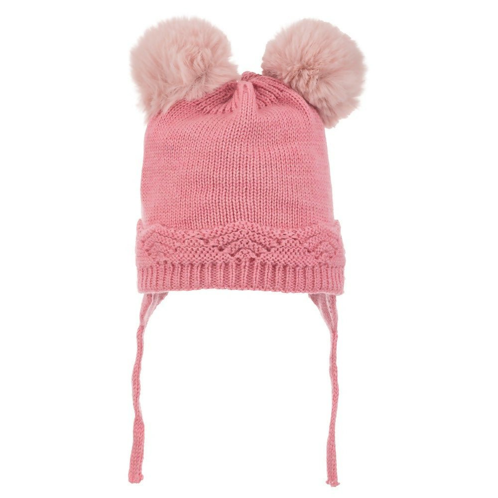 Infant Knitted Winter Beanie with Pompom "Ears" For Girls - Wear Sierra