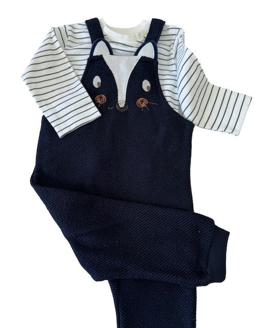 Infant & Toddler Overalls in a Fun Print (Skunk) Striped Long-Sleeve Shirt Included - 2 Piece Set - Wear Sierra