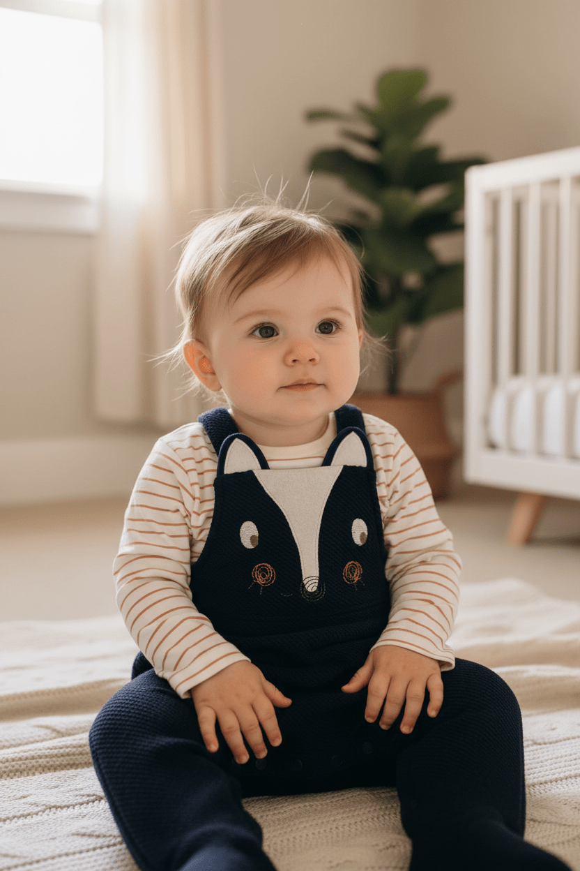 Infant & Toddler Overalls in a Fun Print (Skunk) Striped Long-Sleeve Shirt Included - 2 Piece Set - Wear Sierra