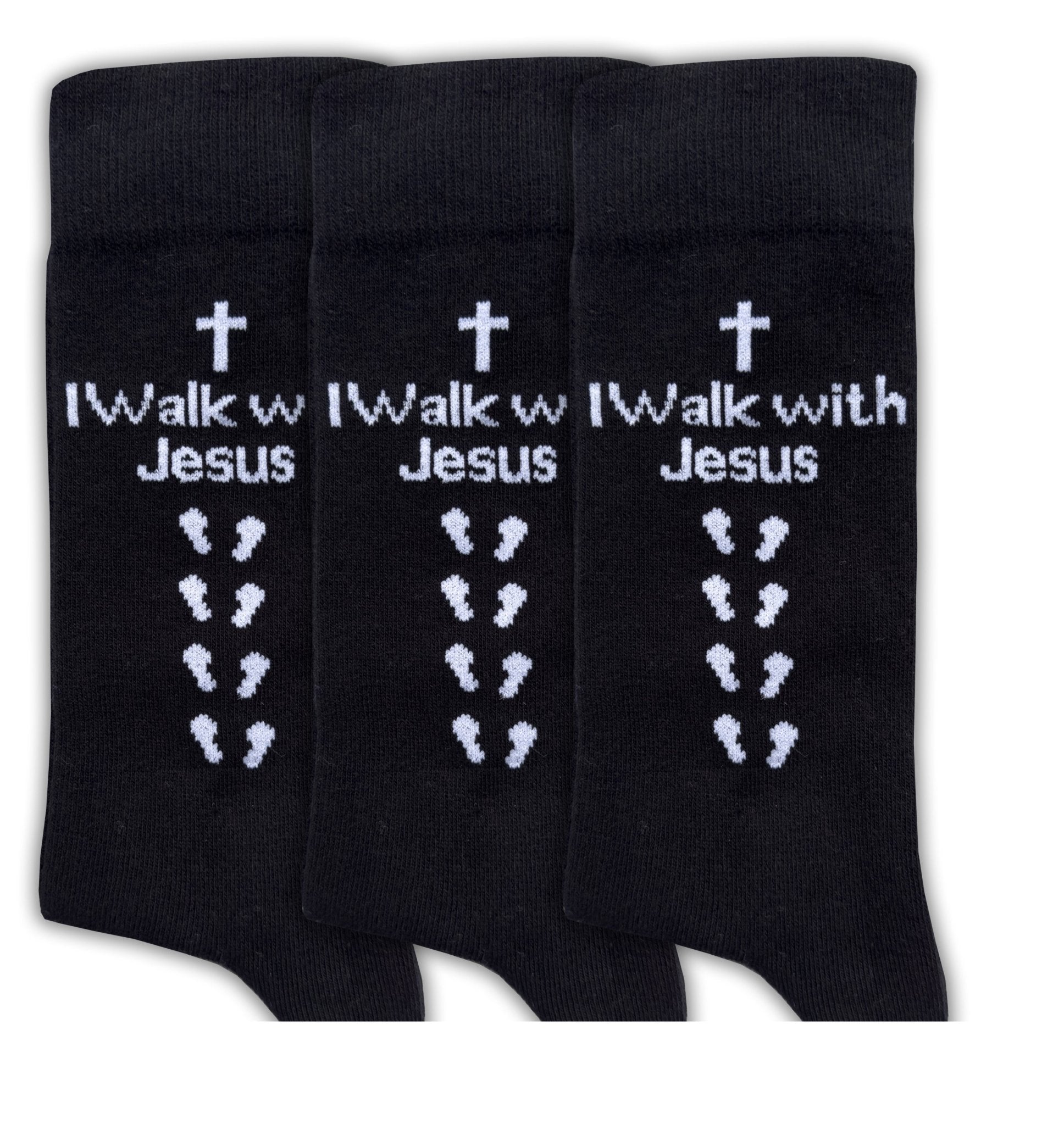Inspirational Crew Socks for Men & Women in Combed Cotton "I Walk with Jesus" Design - Wear Sierra