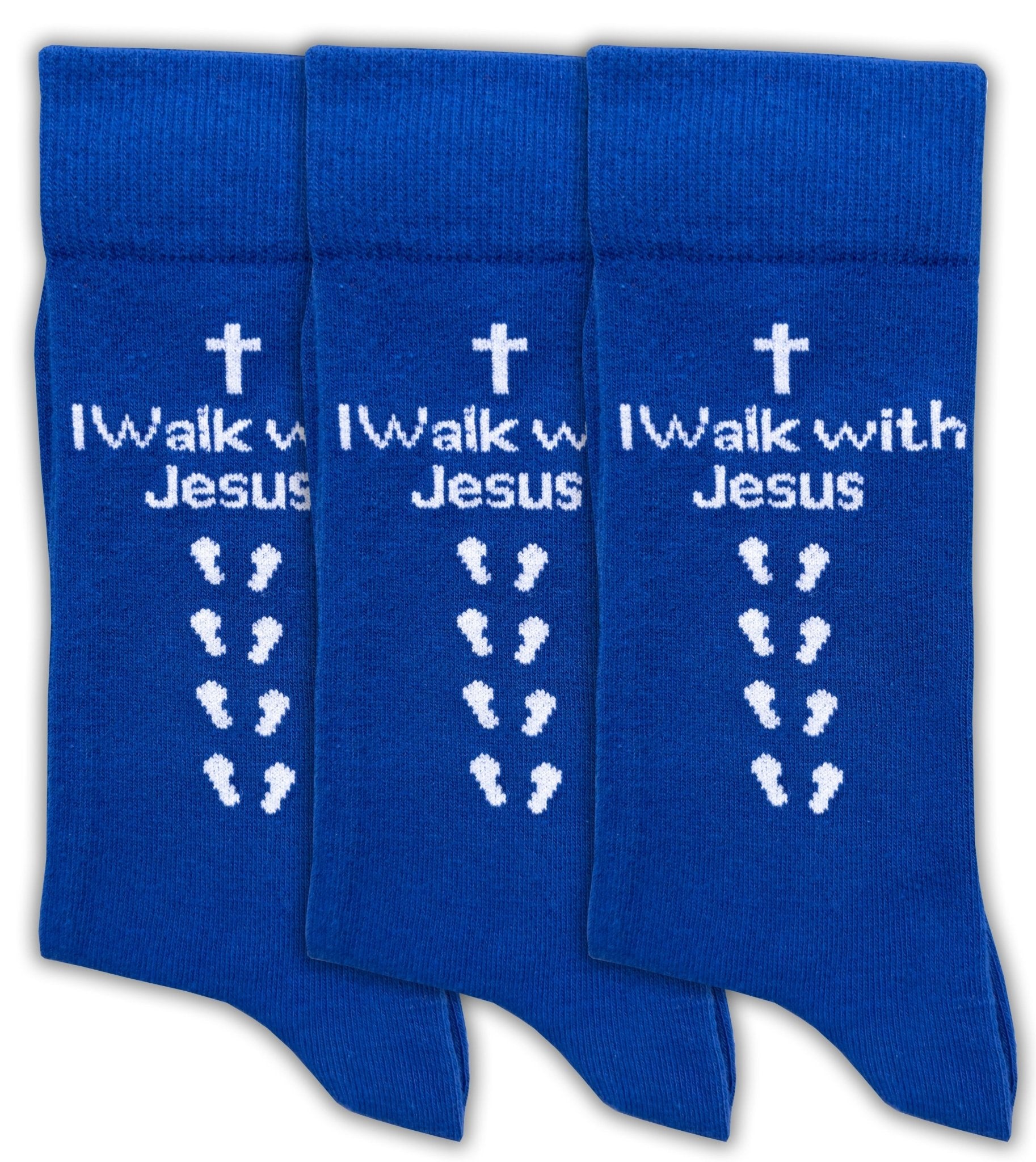 Inspirational Crew Socks for Men & Women in Combed Cotton "I Walk with Jesus" Design - Wear Sierra