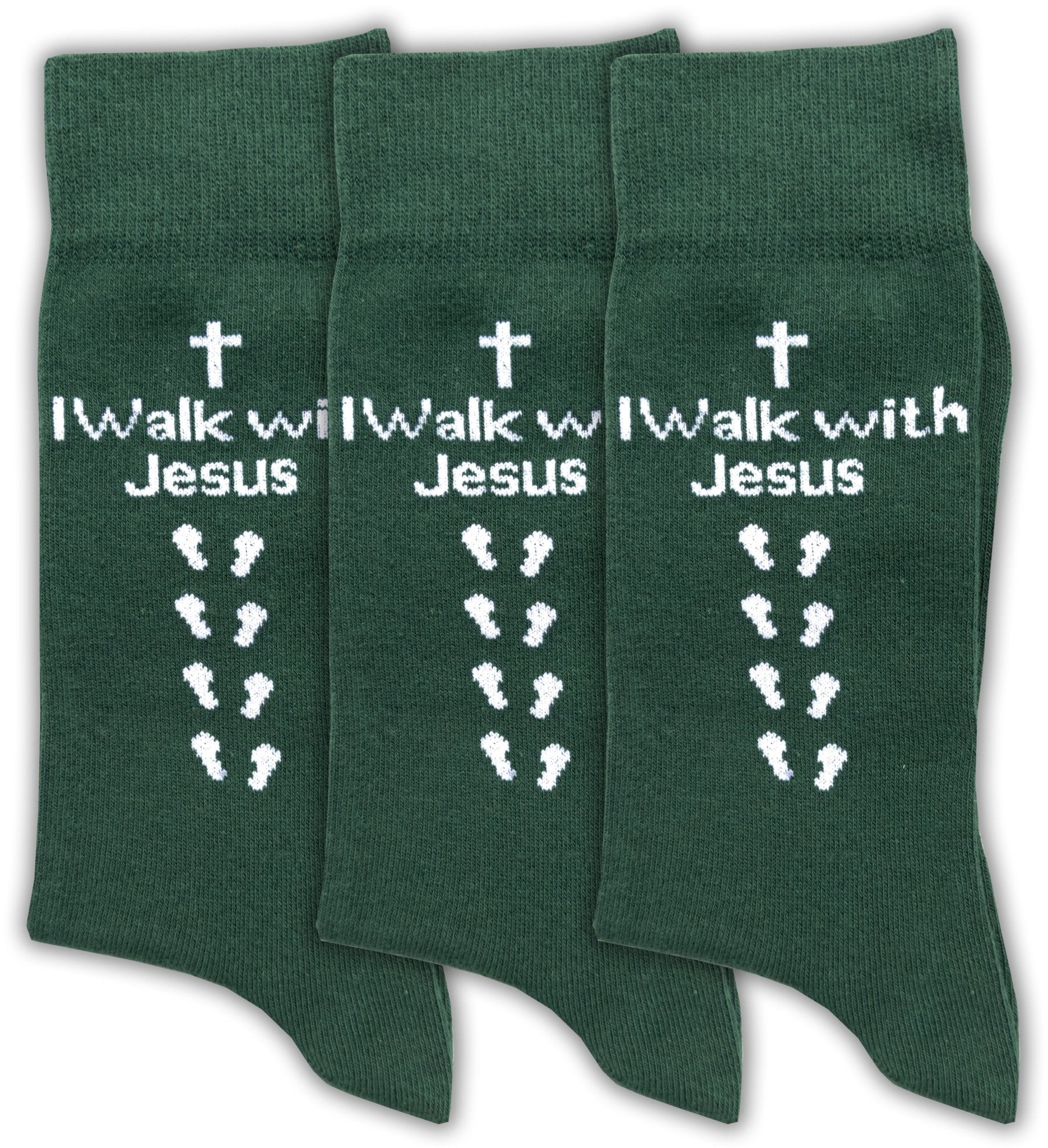 Inspirational Crew Socks for Men & Women in Combed Cotton "I Walk with Jesus" Design - Wear Sierra