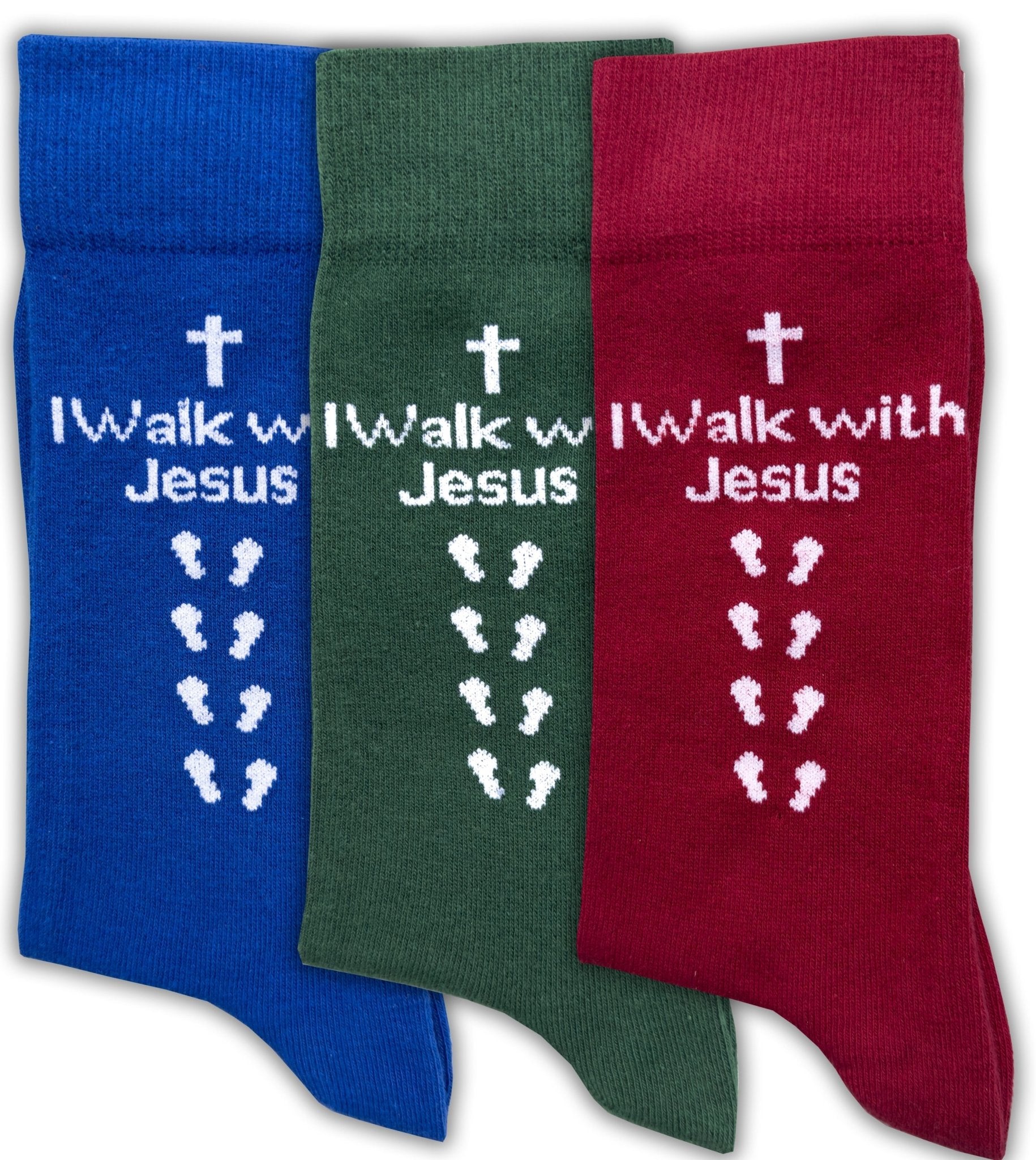 Inspirational Crew Socks for Men & Women in Combed Cotton "I Walk with Jesus" Design - Wear Sierra