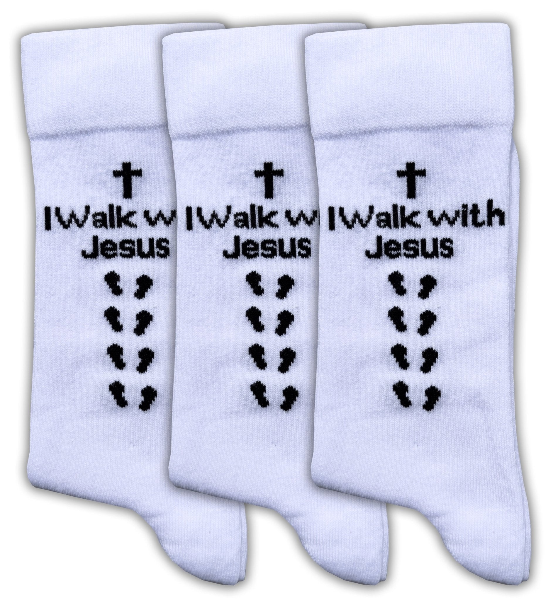 Inspirational Crew Socks for Men & Women in Combed Cotton "I Walk with Jesus" Design - Wear Sierra