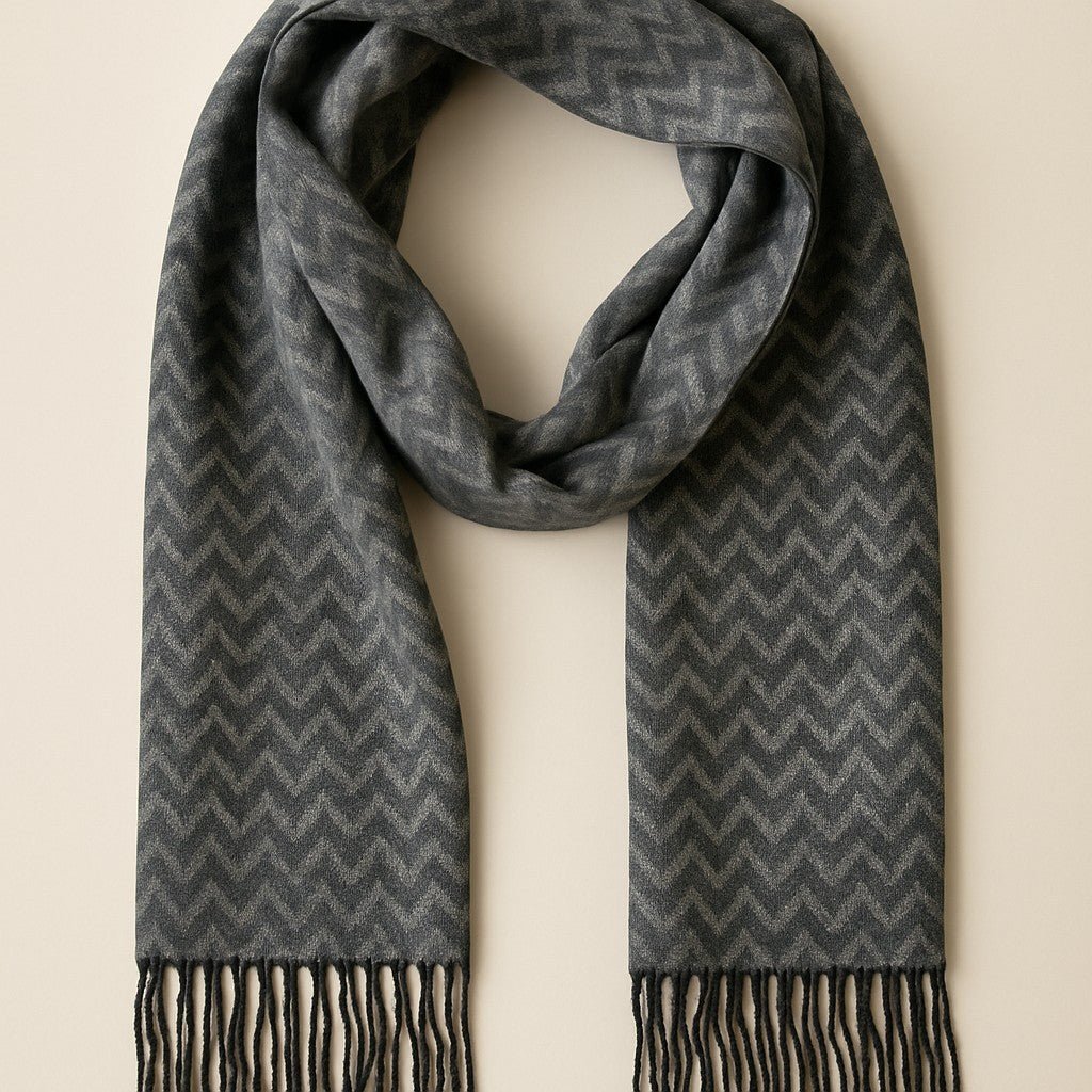 Italian Inspired Scarf for Men Double-Sided Classic Herringbone Pattern Perfect for Gifting! - Wear Sierra