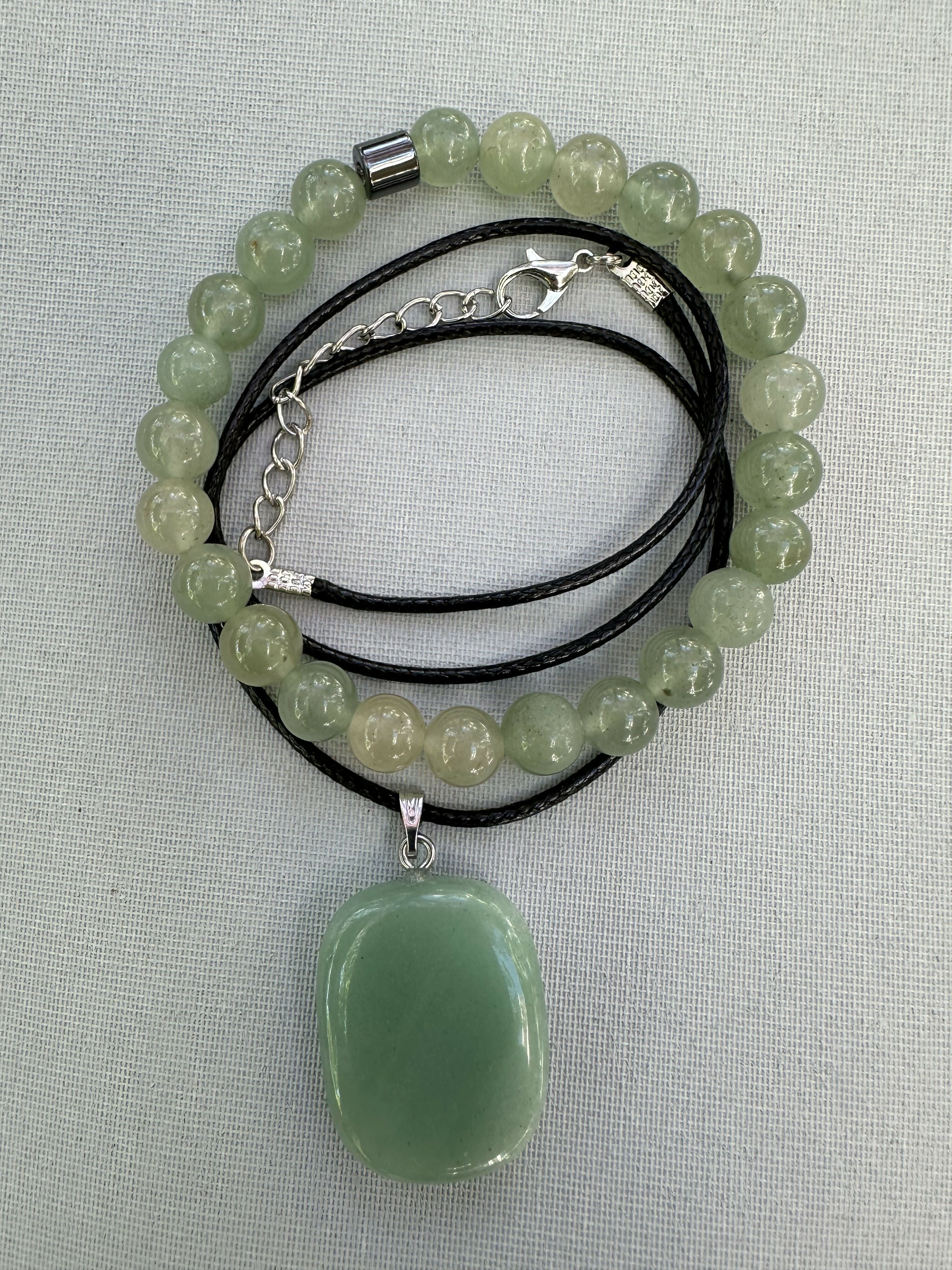 Aventurine Natural Stone Bracelet with Matching Necklace