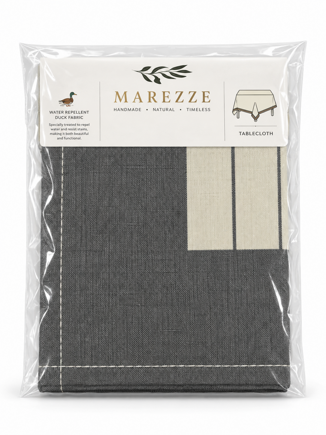 Charcoal & Ivory Striped Water-Repellent Turkish Cotton Tablecloth – Coastal & Timeless Style
