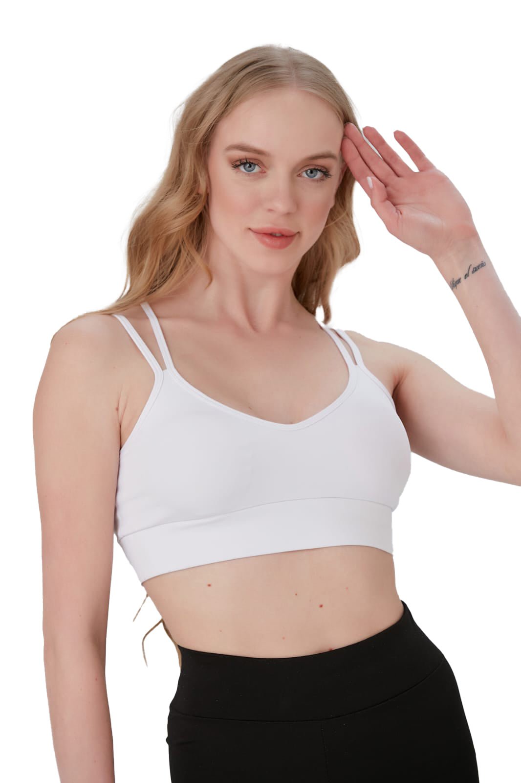 Juniors' and Women's Lightly Padded Sports Bra, Double Strap Plunge Yoga Top - Wear Sierra