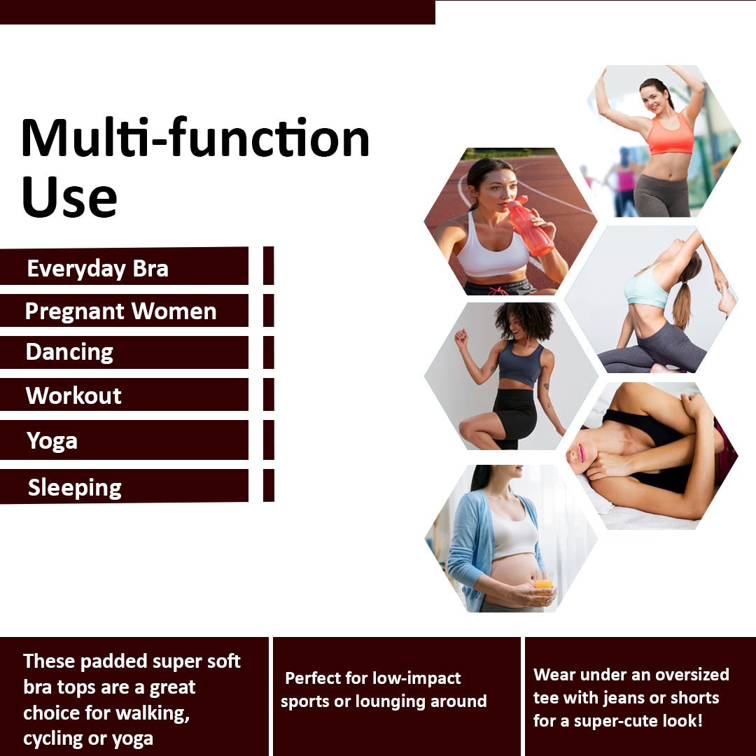 Juniors' and Women's Lightly Padded Sports Bra, Double Strap Plunge Yoga Top - Wear Sierra