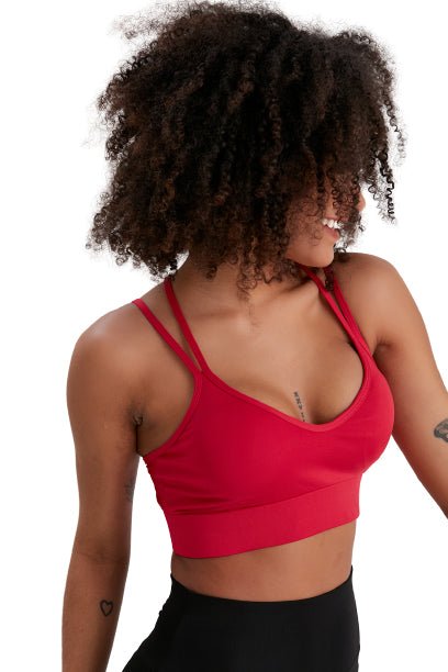 Juniors' and Women's Lightly Padded Sports Bra, Double Strap Plunge Yoga Top - Wear Sierra