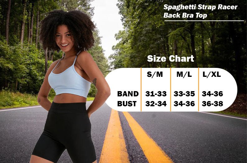 Junior's and Women's Workout Wear, Spaghetti Strap Racer Back Bra Top - Wear Sierra