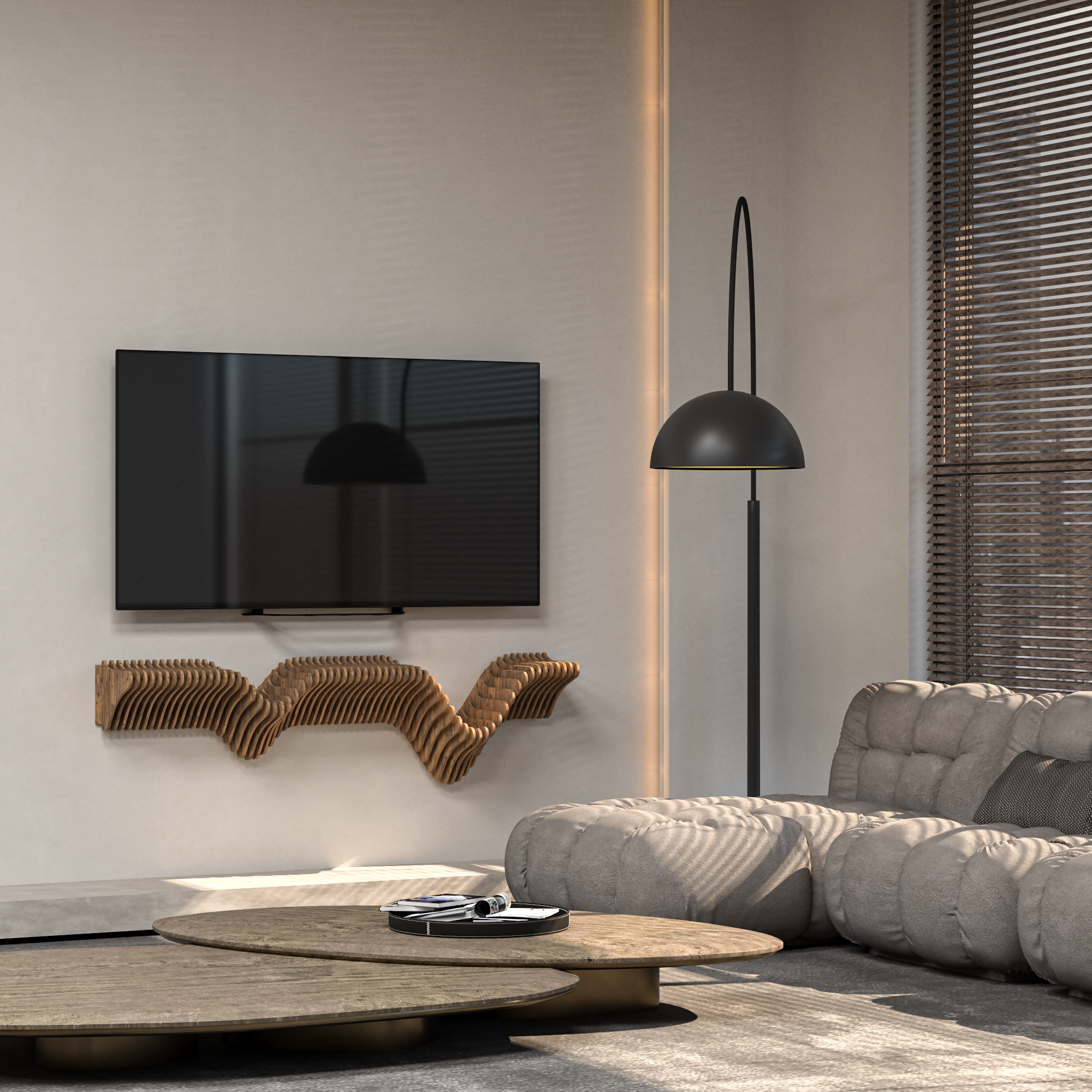 Parametric Shelf 40inch Wavy Design Display Shelf