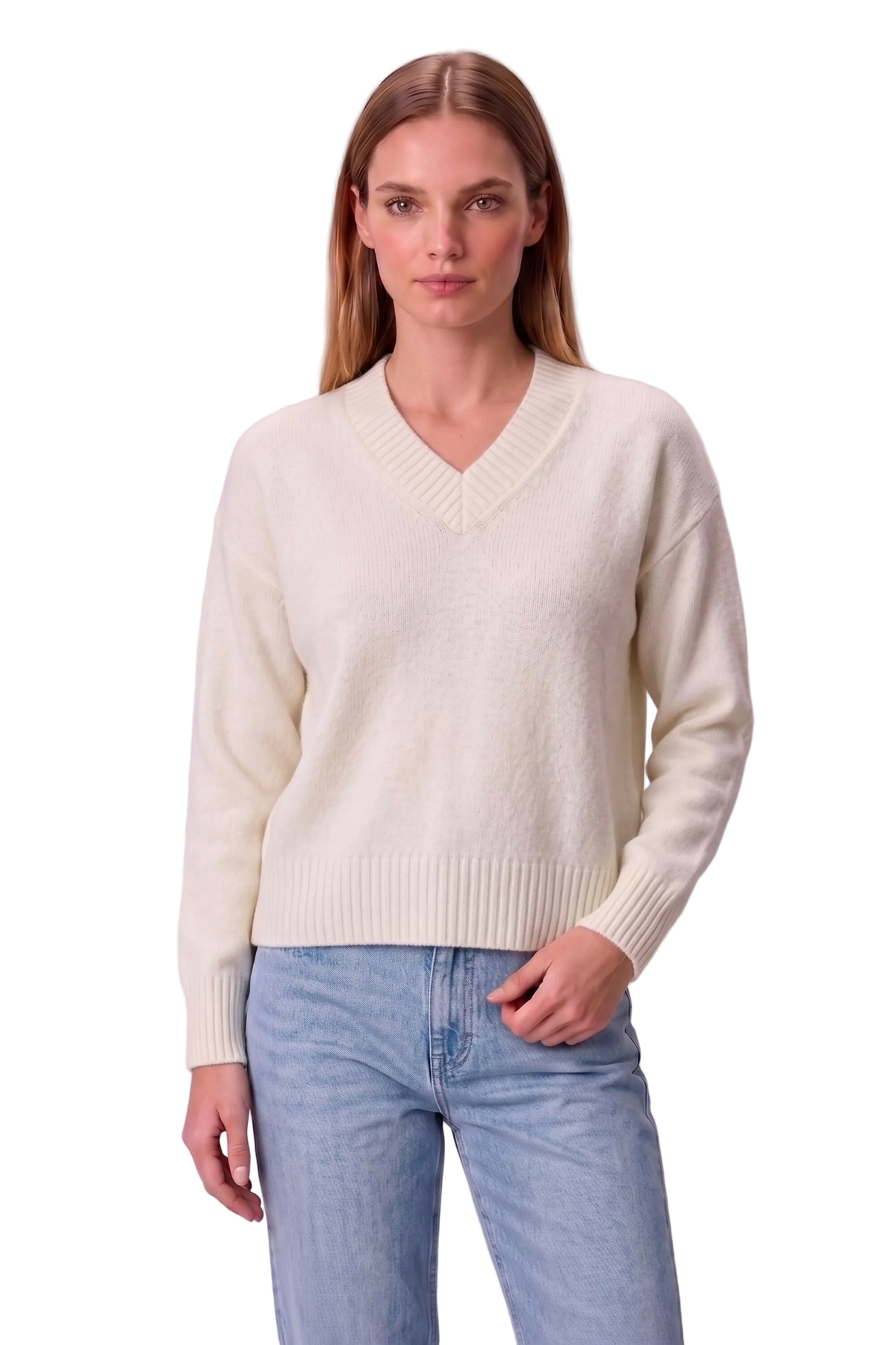 Women’s V-Neck Knit Sweater – Long Sleeve Regular Fit