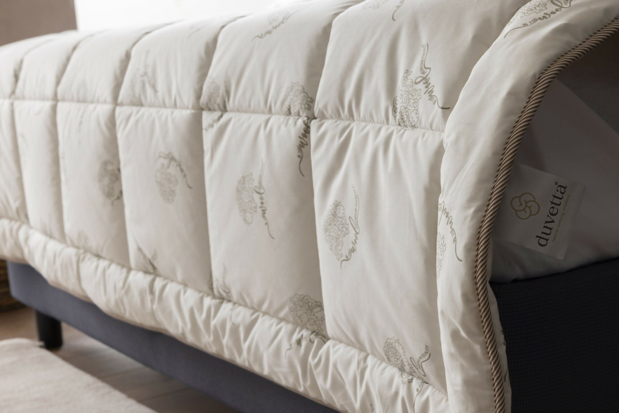 Duvetta 100% Wool Comforter with Cotton Fabric Cover Premium Quality New Zealand Wool-All Season Useable- Machine Washable Duvet-Medium Weight Quilt (Queen (U.S. Standard), 1, Unit)